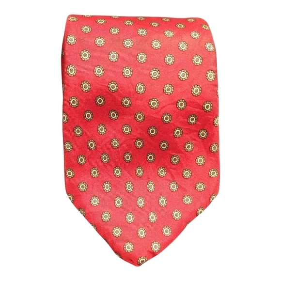 YVES SAINT LAURENT Silk Red Patterned Tie - Picture 1 of 8